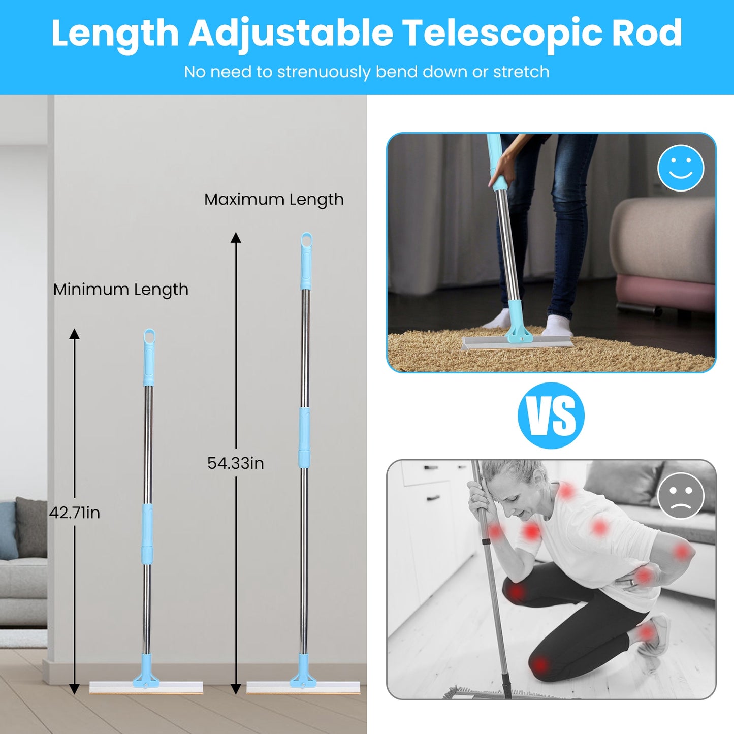 Telescopic Pet Hair Removal Rake