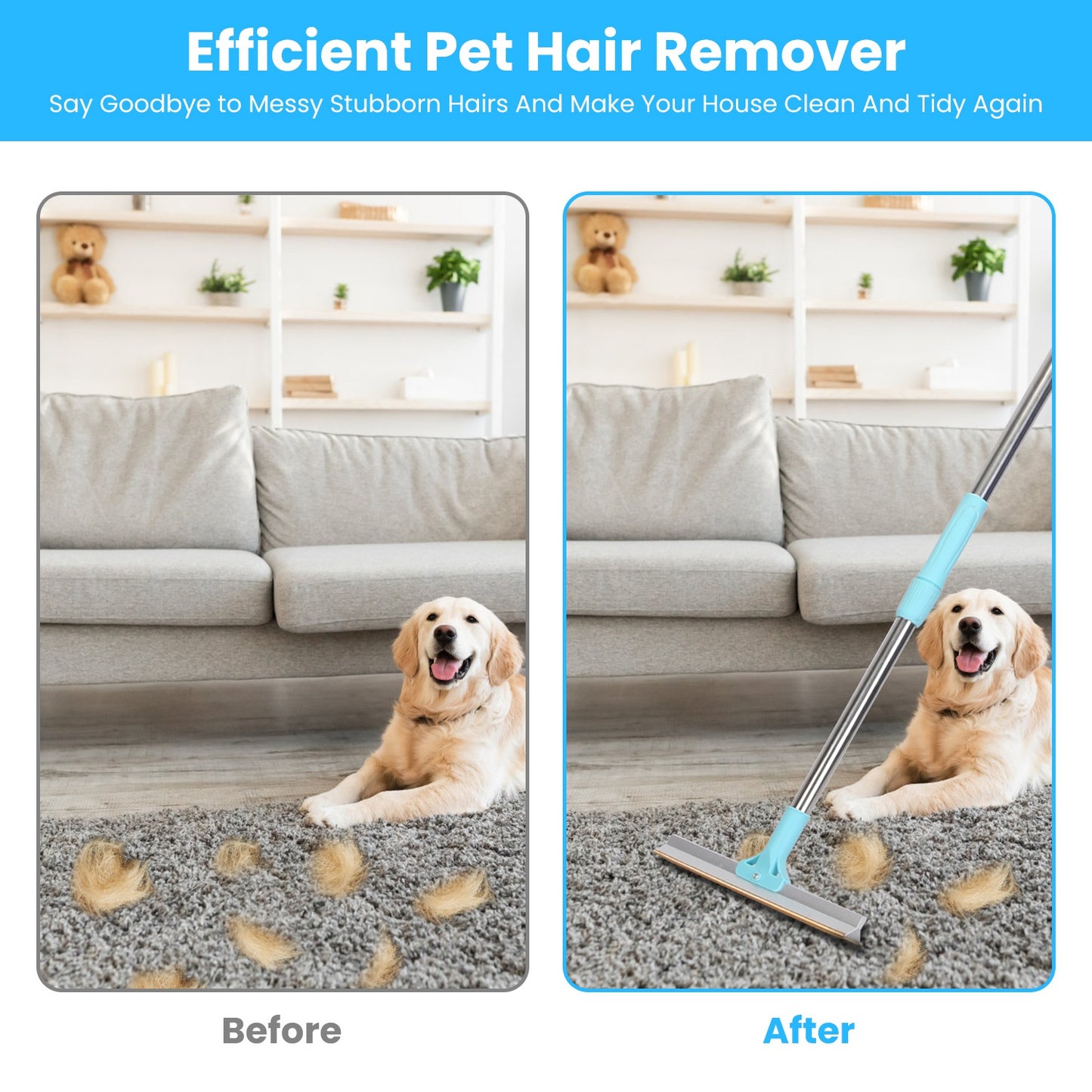 Telescopic Pet Hair Removal Rake