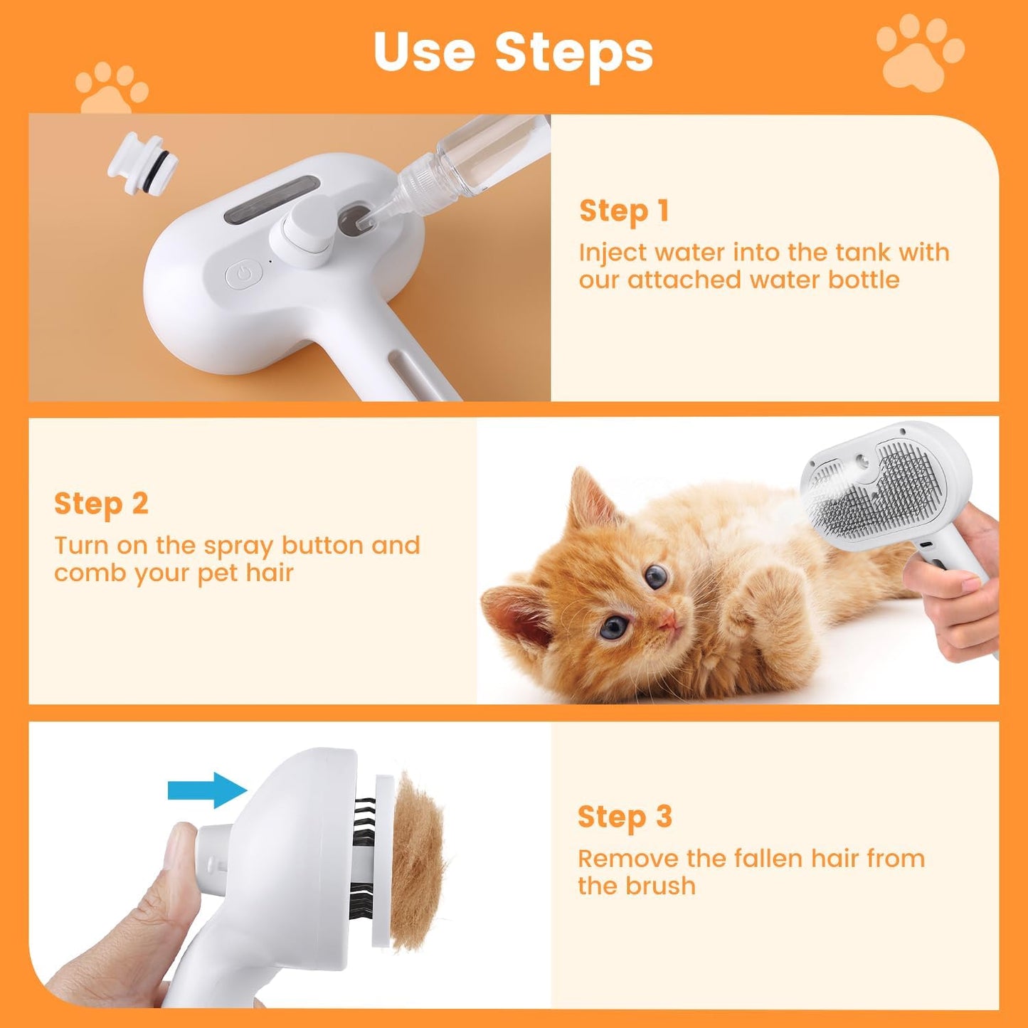 3-in-1 Pet Steam Brush