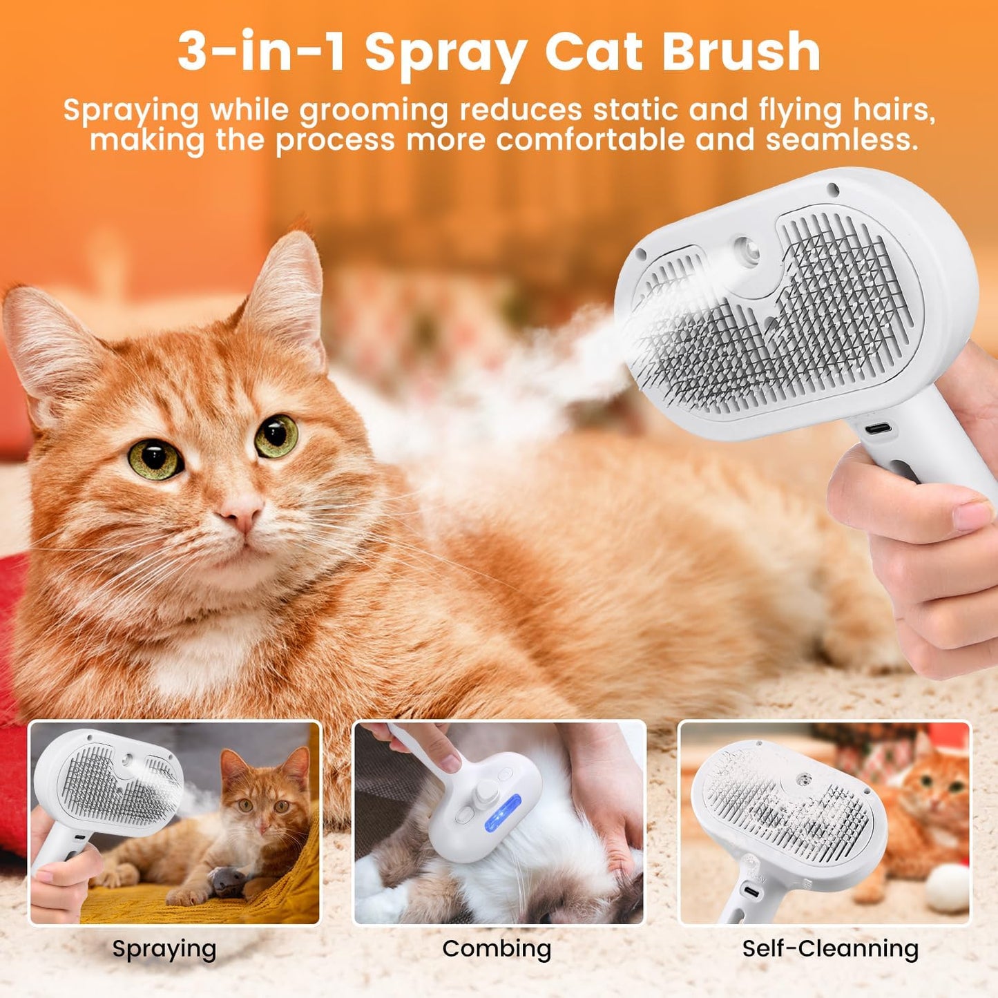 3-in-1 Pet Steam Brush